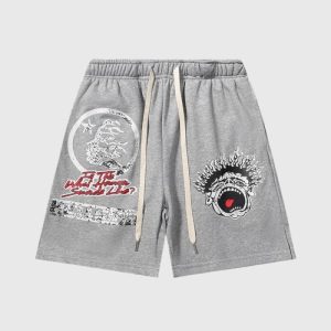 Hellstar Jupitar Graphic Terry Grey Shorts